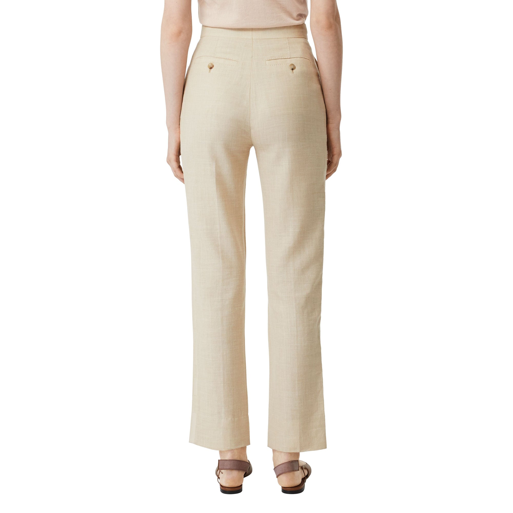 Pantalon tailleur rayé en laine - Sésame