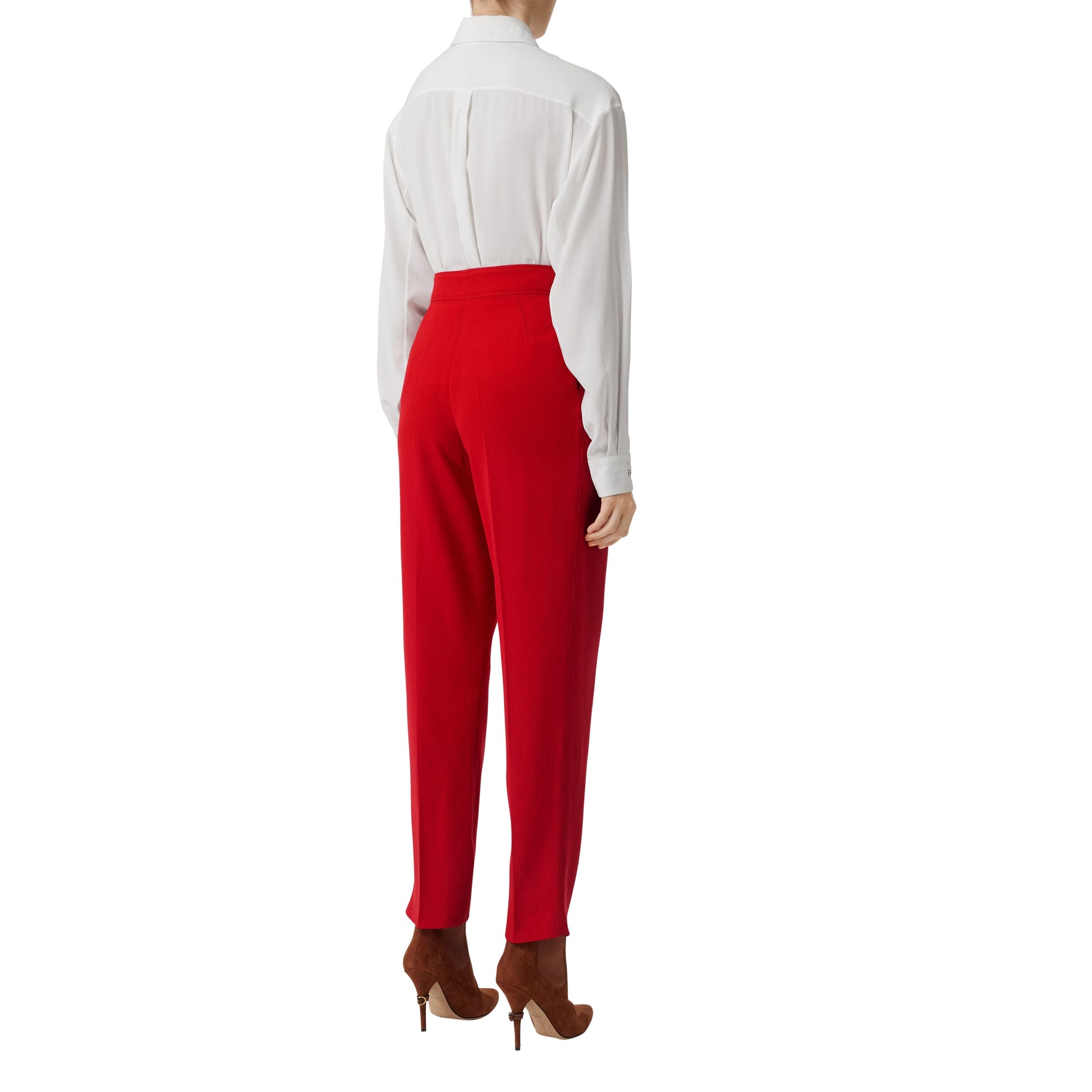 Pantalon tailleur en laine avec plis - Rouge Vif