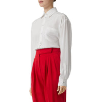 Pantalon tailleur en laine avec plis - Rouge vif