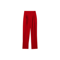 Pantalon tailleur en laine avec plis - Rouge Vif