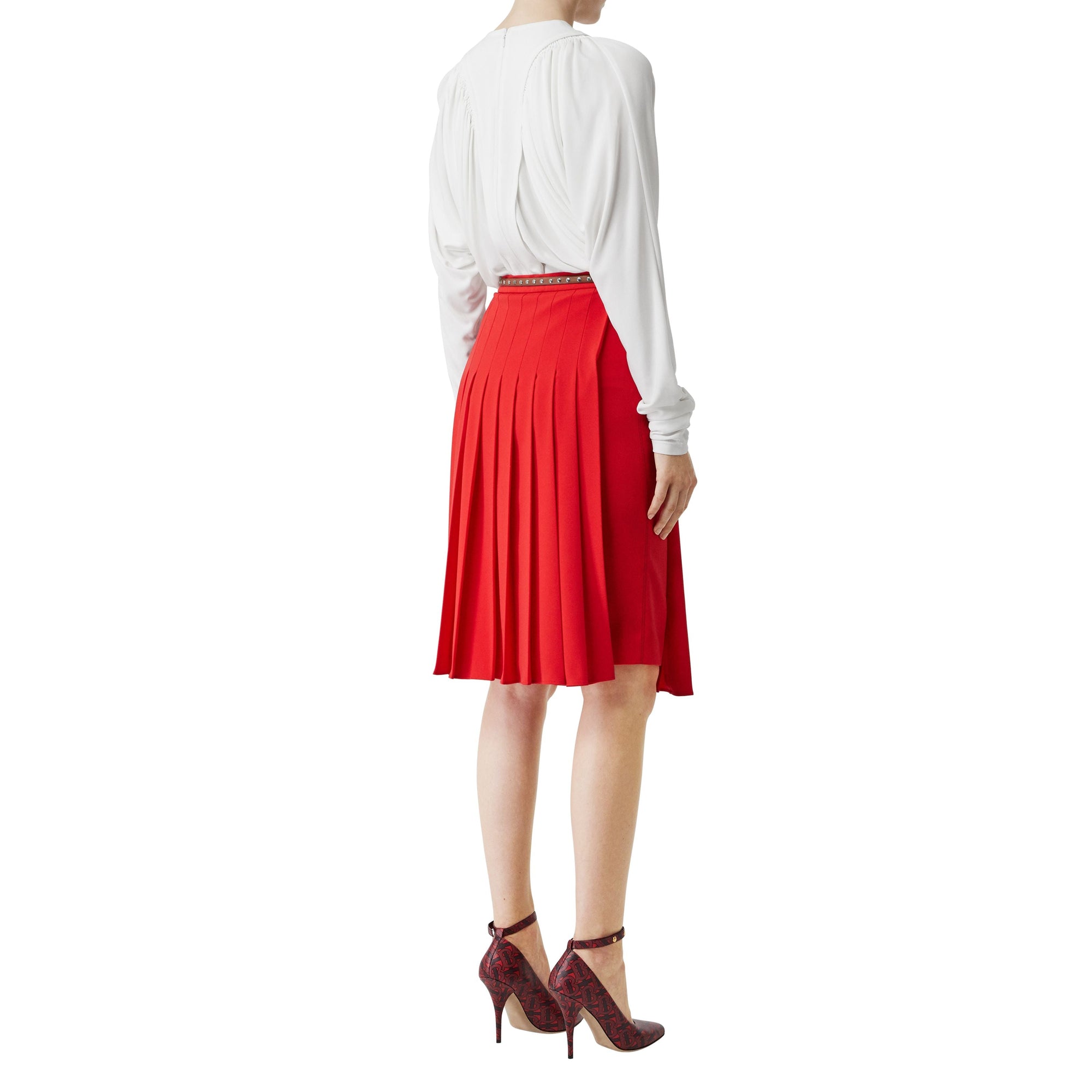 Jupe plissée cady stretch - Rouge Vif
