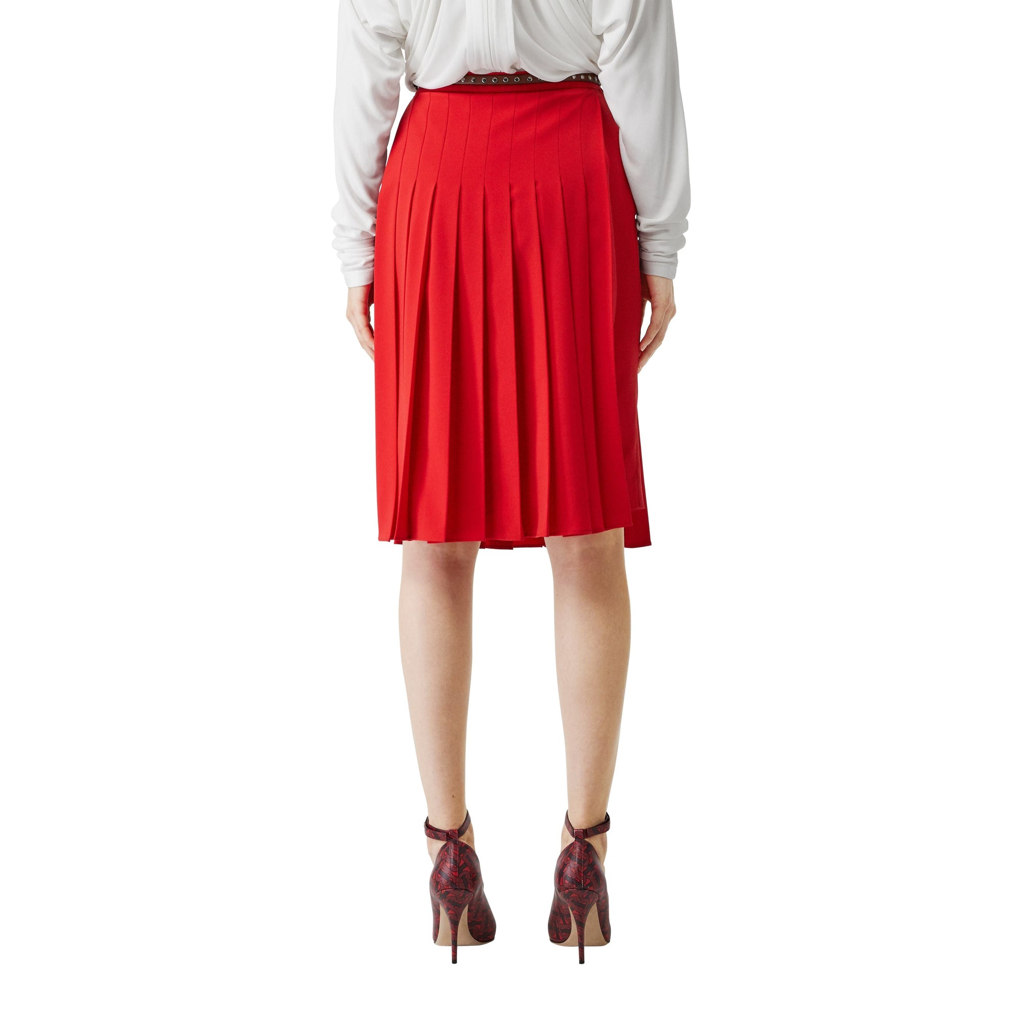 Jupe plissée cady stretch - Rouge Vif