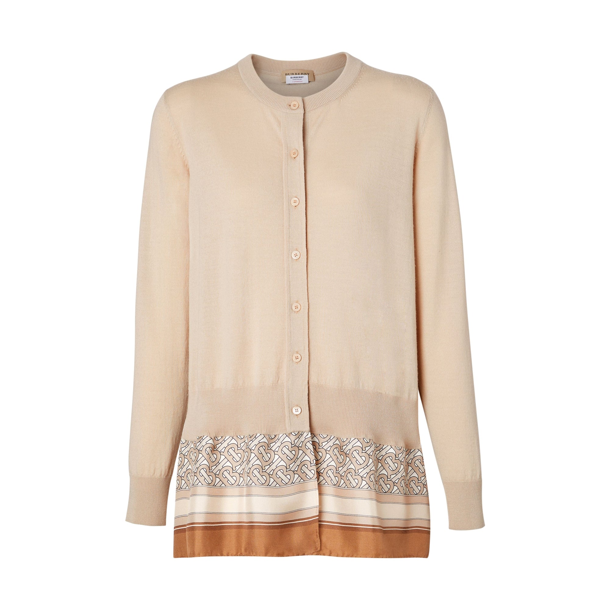 PALE FAWN Cardigan en laine avec foulard Monogram