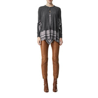 GREY MELANGE Cardigan en laine avec foulard Monogram