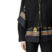Veste Harrington en gabardine de coton avec foulard - Noir