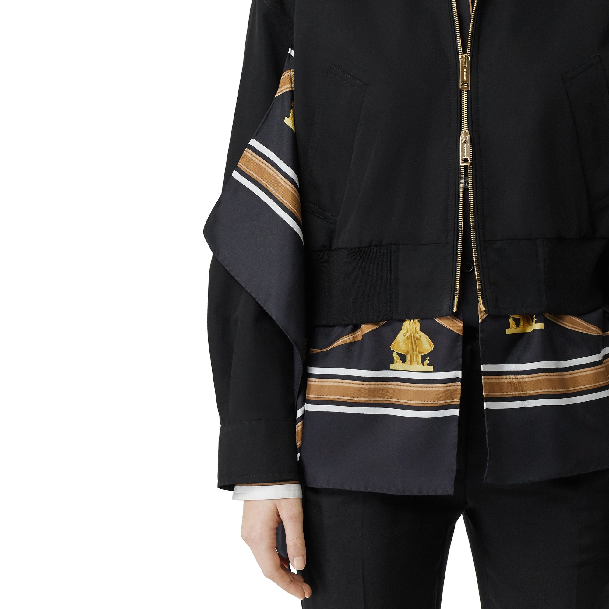 Veste Harrington en gabardine de coton avec foulard - Noir