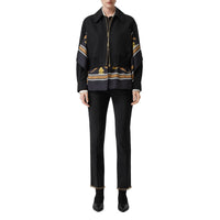 Veste Harrington en gabardine de coton avec foulard - Noir