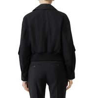 Veste Harrington en gabardine de coton avec foulard - Noir