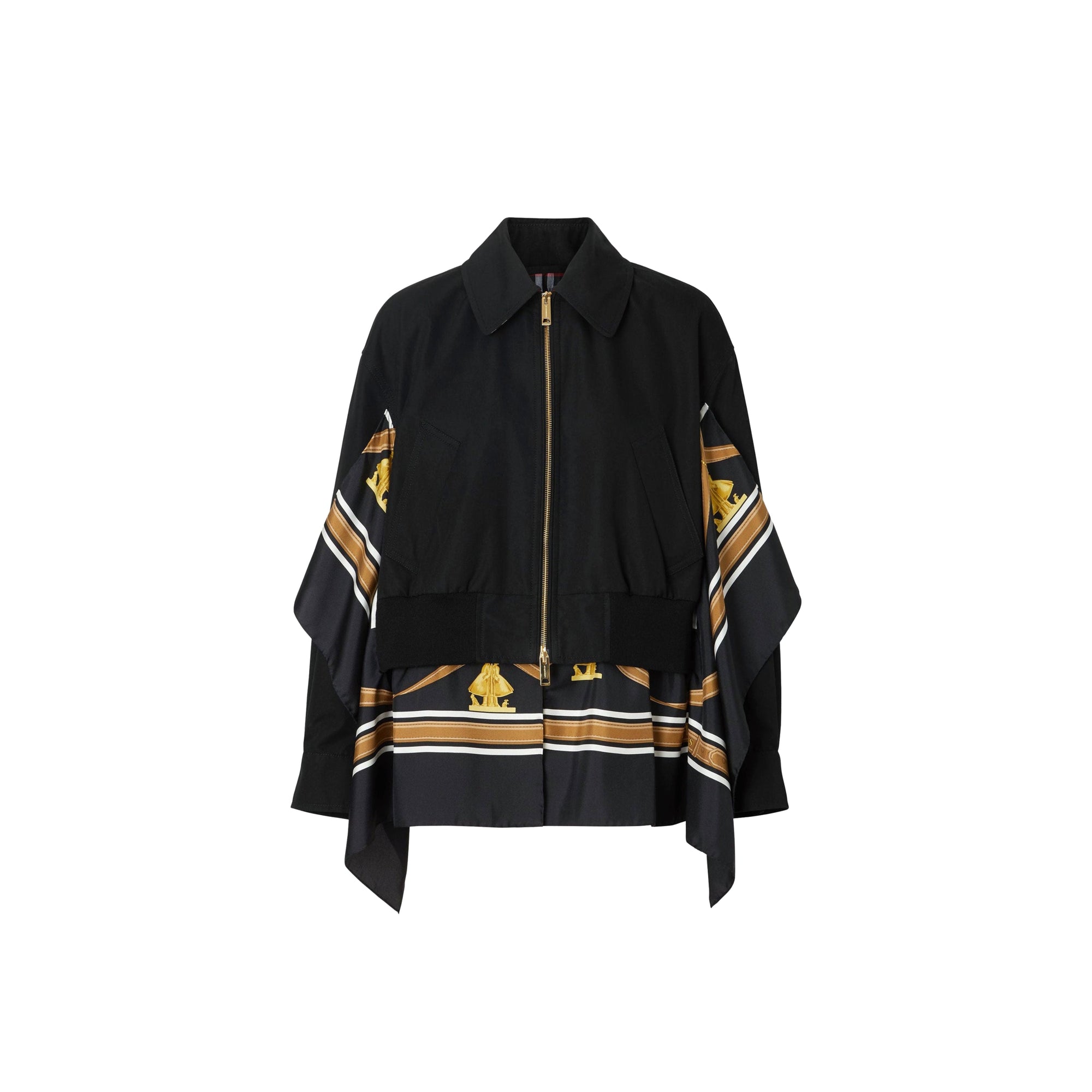Veste Harrington en gabardine de coton avec foulard - Noir