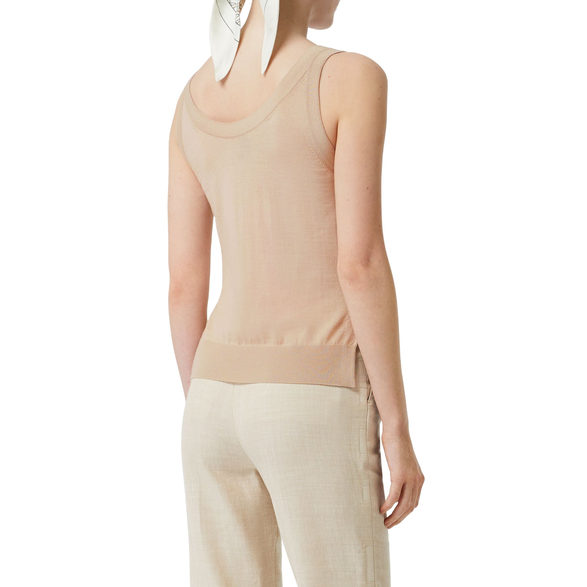 Débardeur en laine avec foulard monogram - Fauve pâle