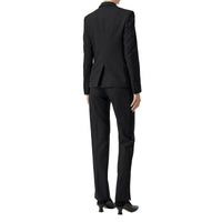 Pantalon tailleur en laine avec rayures en satin - Noir