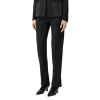 Pantalon tailleur en laine avec rayures en satin - Noir