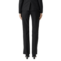 Pantalon tailleur en laine avec rayures en satin - Noir