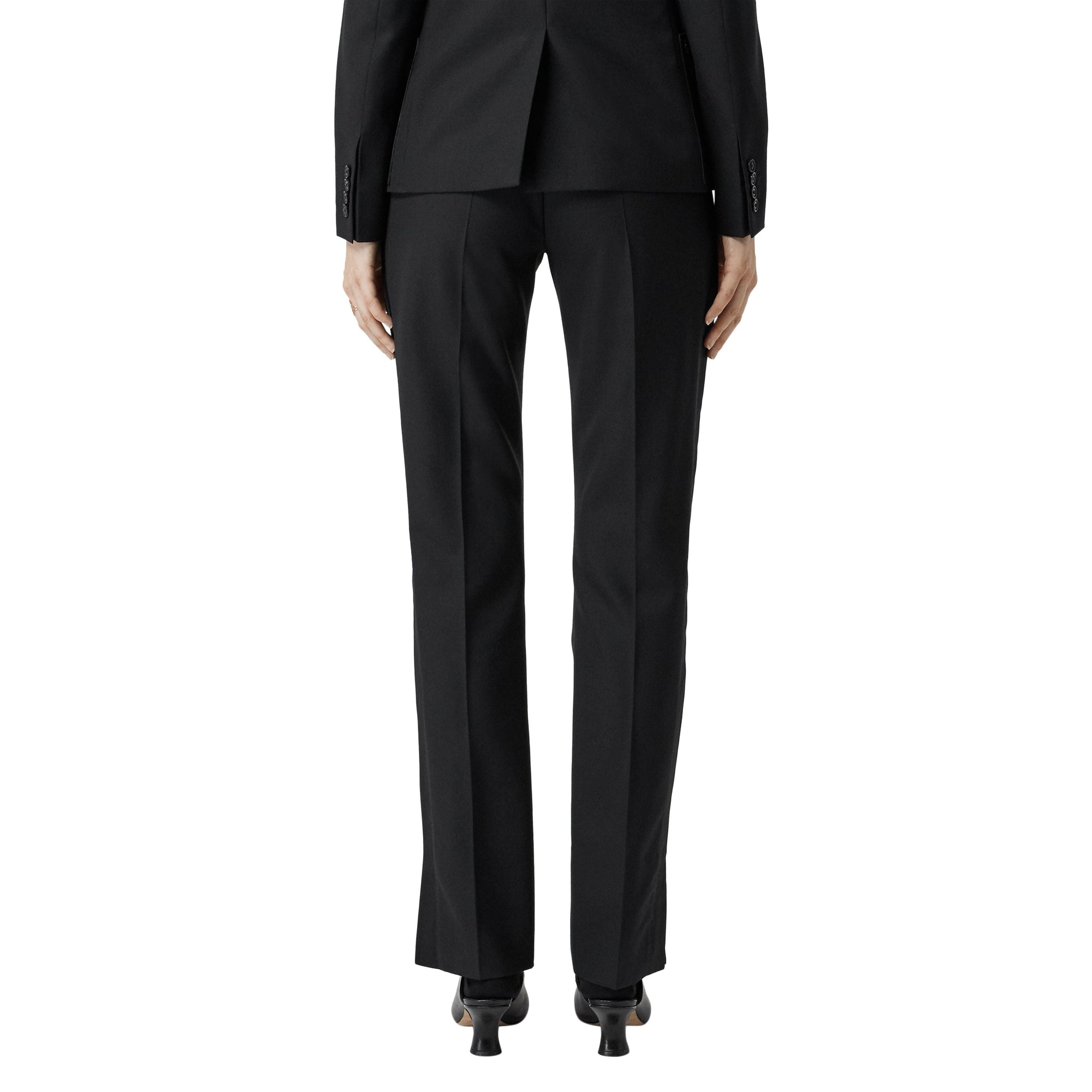Pantalon tailleur en laine avec rayures en satin - Noir