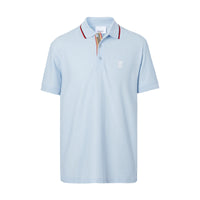PALE BLUE Polo en piqué de coton avec patte de boutonnage à rayures iconiques