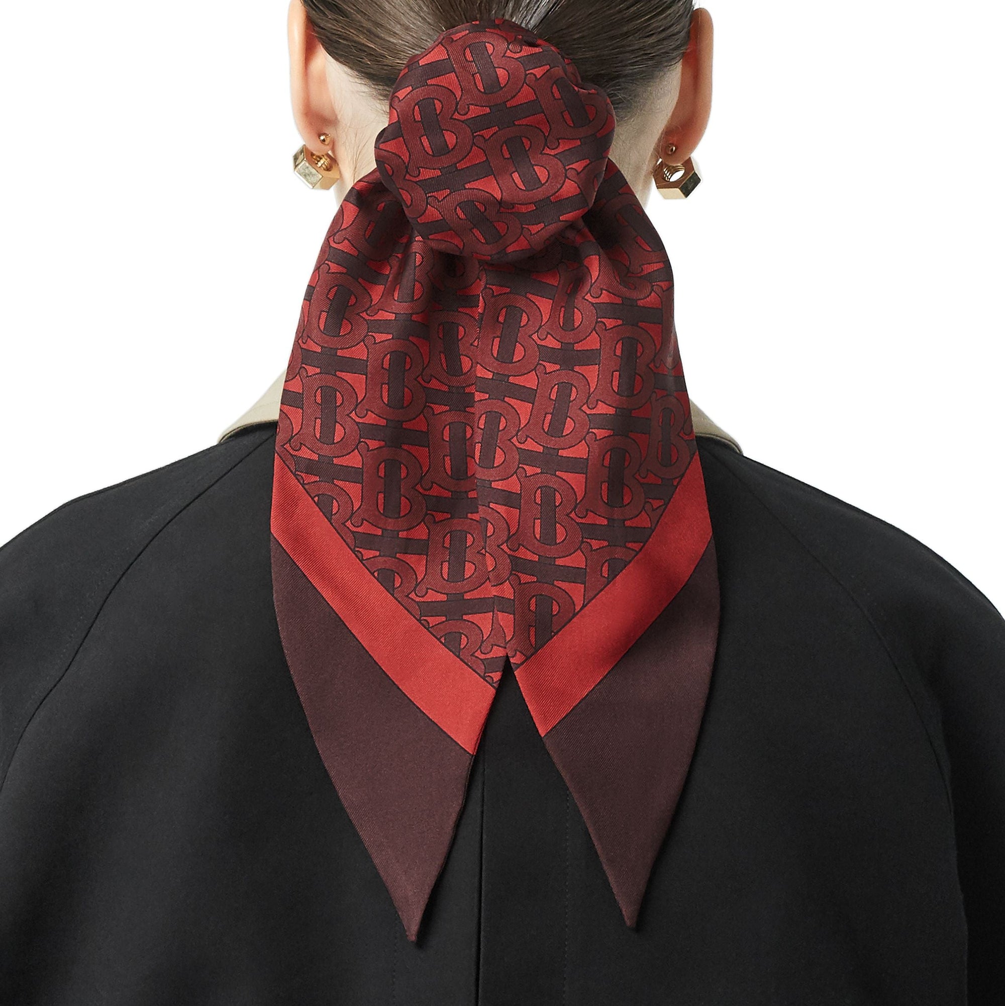 Foulard pour cheveux en soie monogram - Carmin