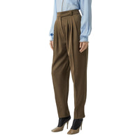 Pantalon tailleur en sergé de laine plissé - Taupe Intense
