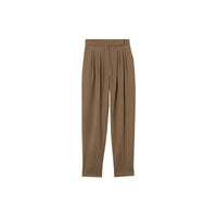 Pantalon tailleur en sergé de laine plissé - Taupe Intense