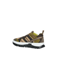KHAKI/BROWN Sneakers Union en mesh et cuir velours
