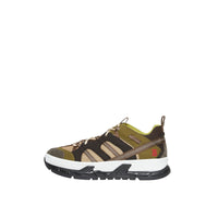 KHAKI/BROWN Sneakers Union en mesh et cuir velours