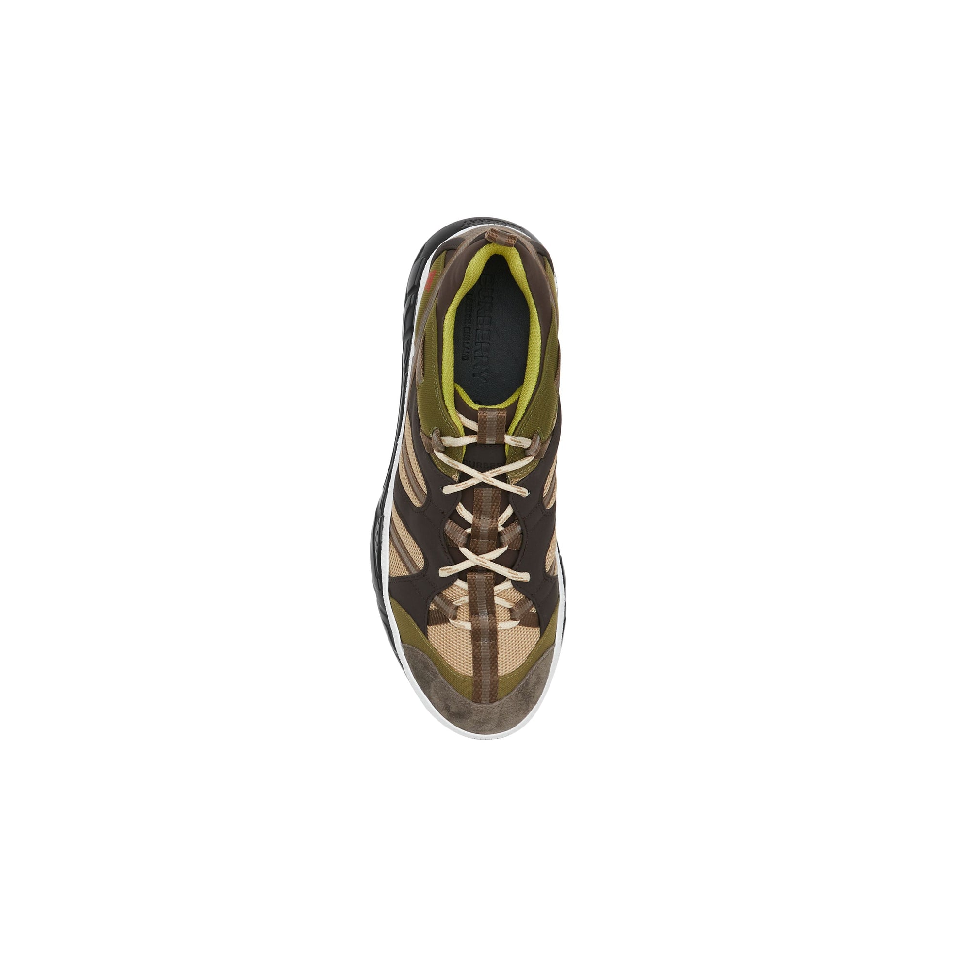 KHAKI/BROWN Sneakers Union en mesh et cuir velours