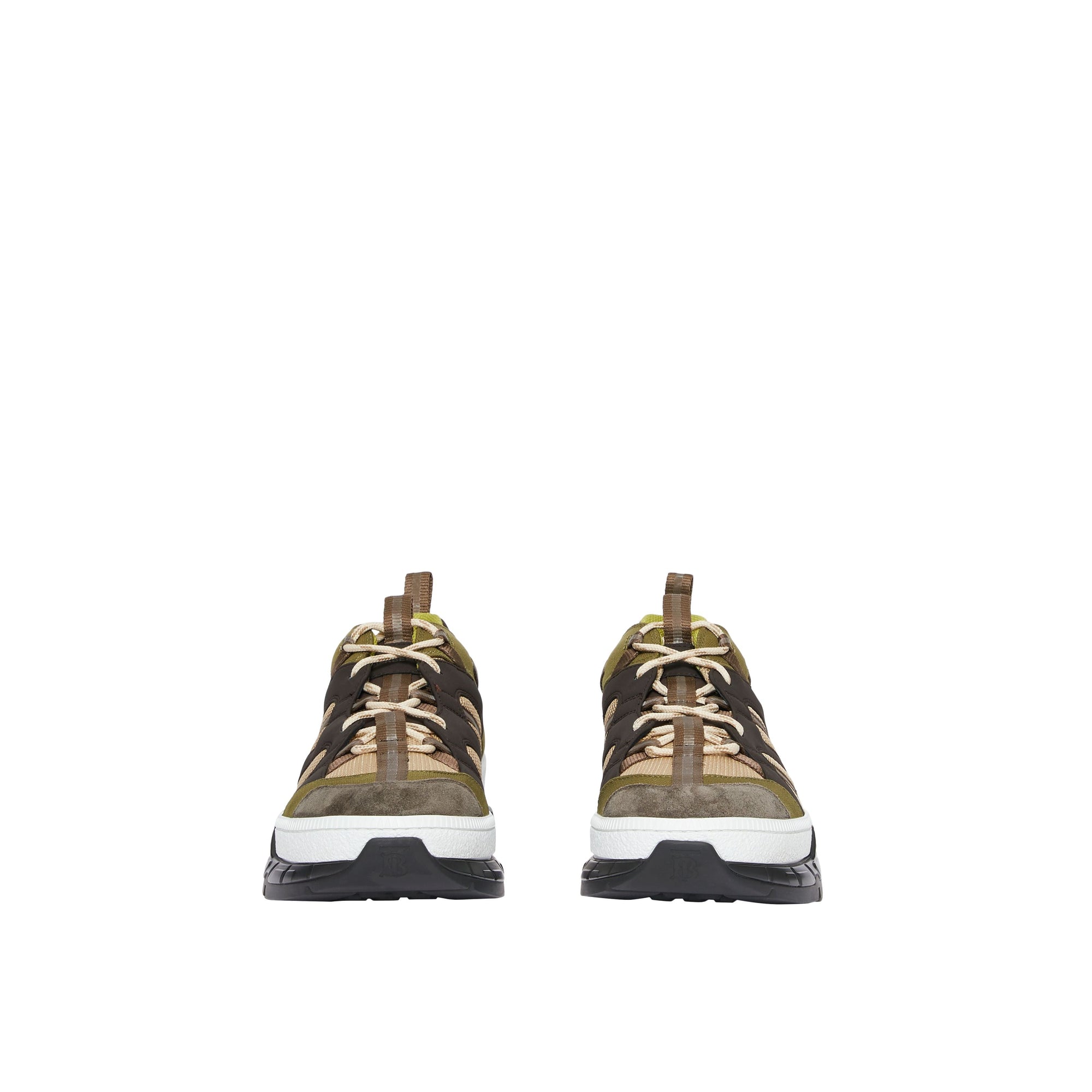 KHAKI/BROWN Sneakers Union en mesh et cuir velours