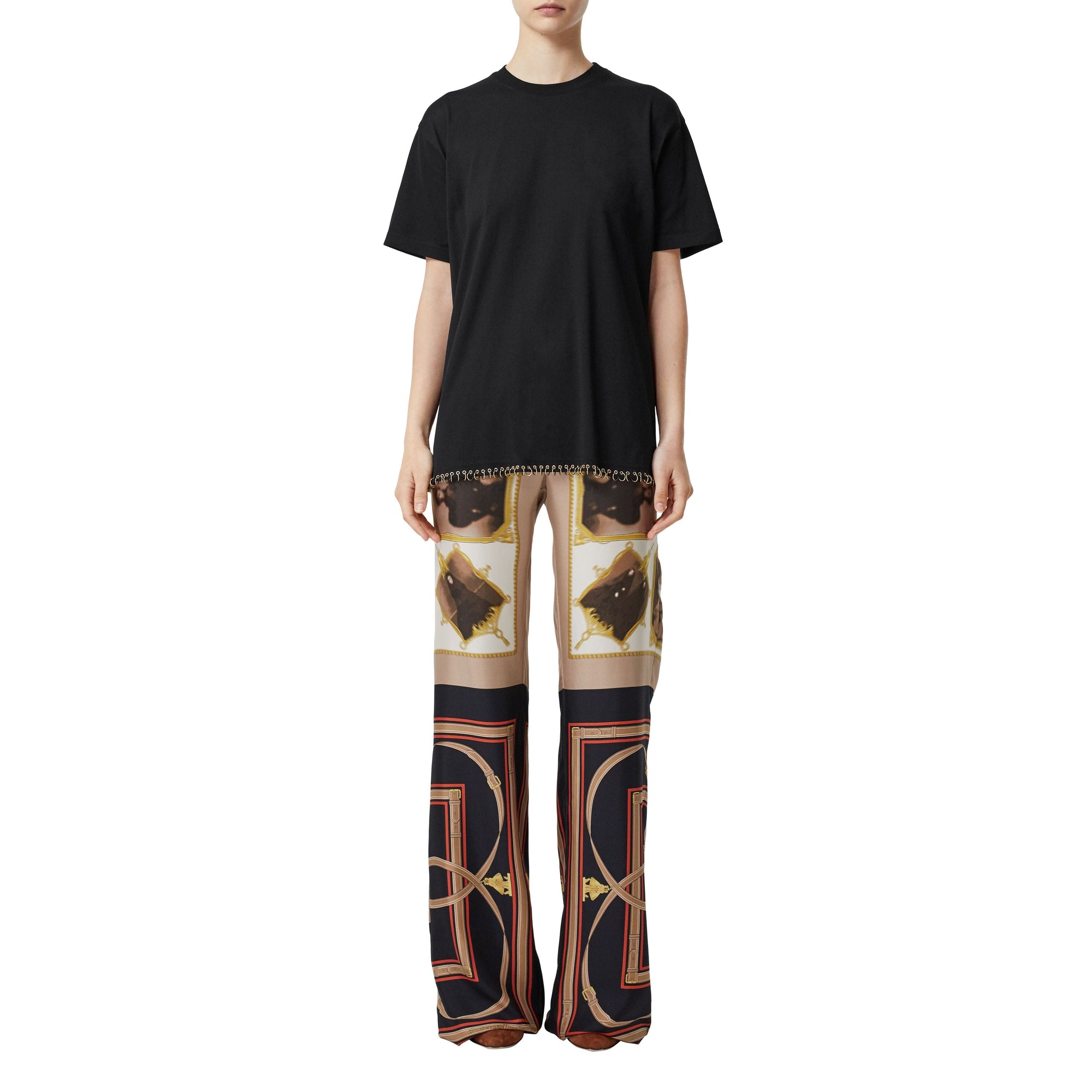 T-shirt oversize en coton avec anneaux - Noir