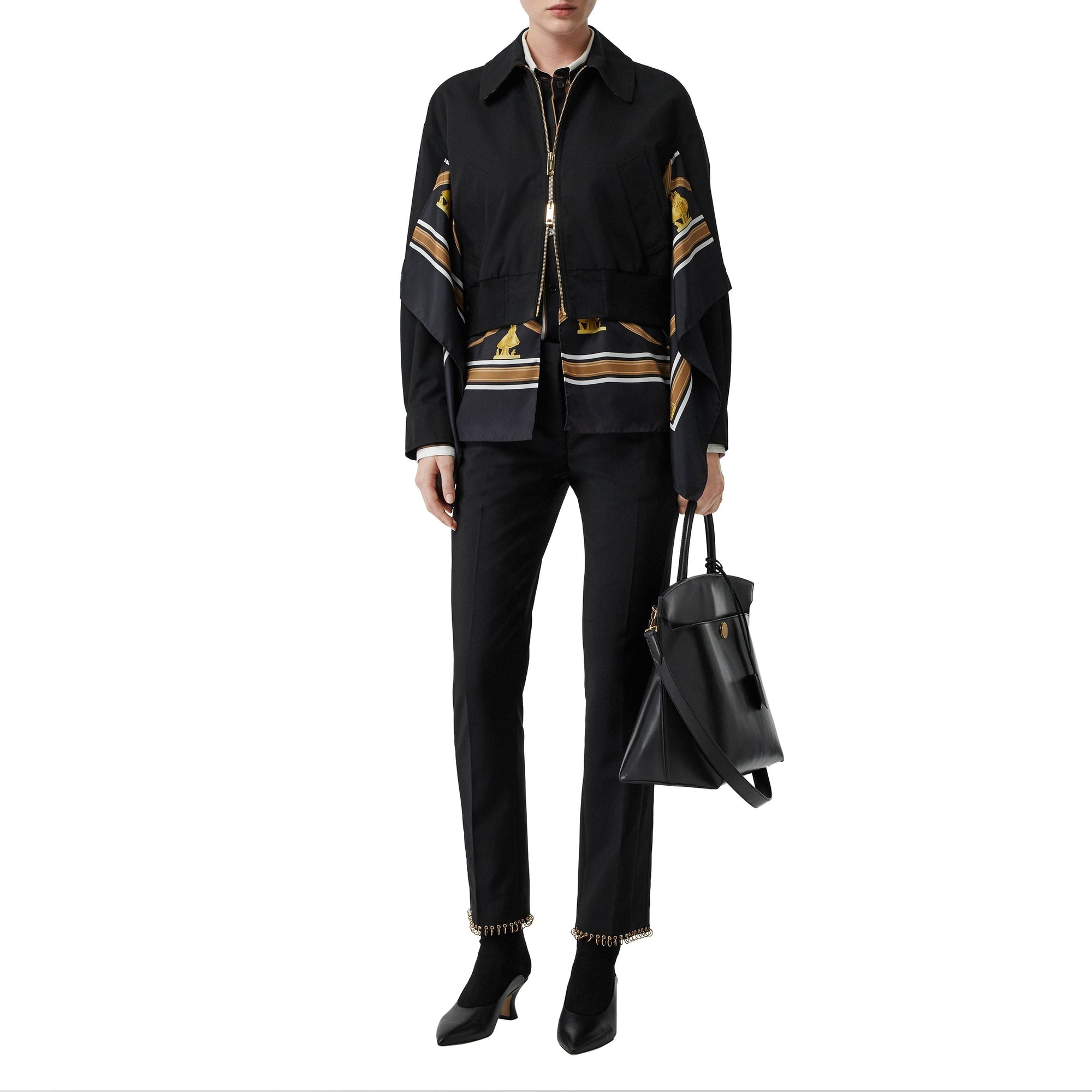 Pantalon tailleur en laine avec anneau - Noir