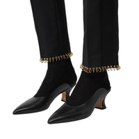 Pantalon tailleur en laine avec anneau - Noir