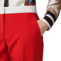 Pantalon tailleur en laine bicolore - Rouge vif