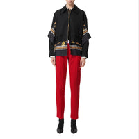 Pantalon tailleur en laine bicolore - Rouge vif