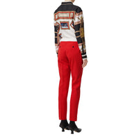 Pantalon tailleur en laine bicolore - Rouge vif