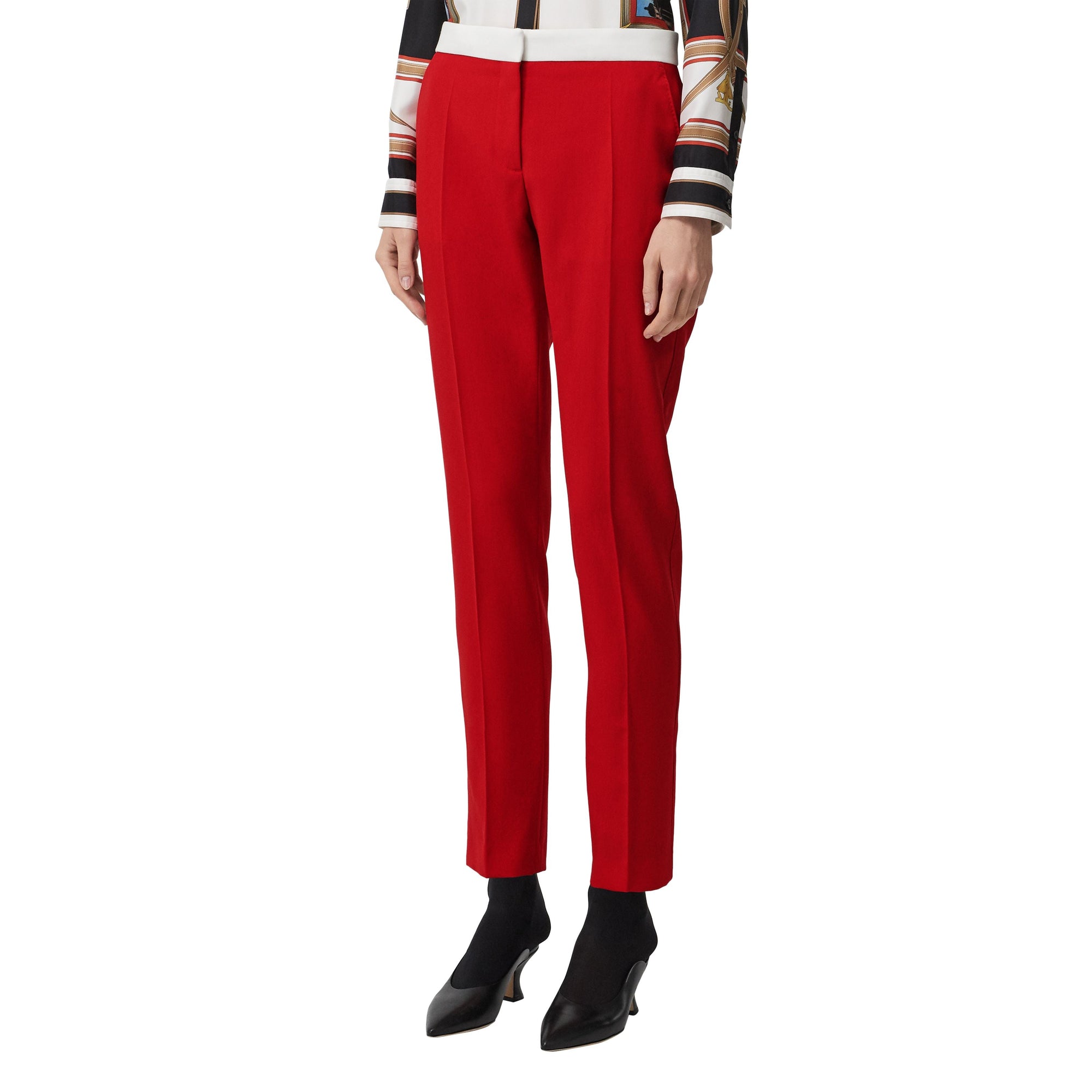 Pantalon tailleur en laine bicolore - Rouge vif