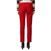 Pantalon tailleur en laine bicolore - Rouge vif