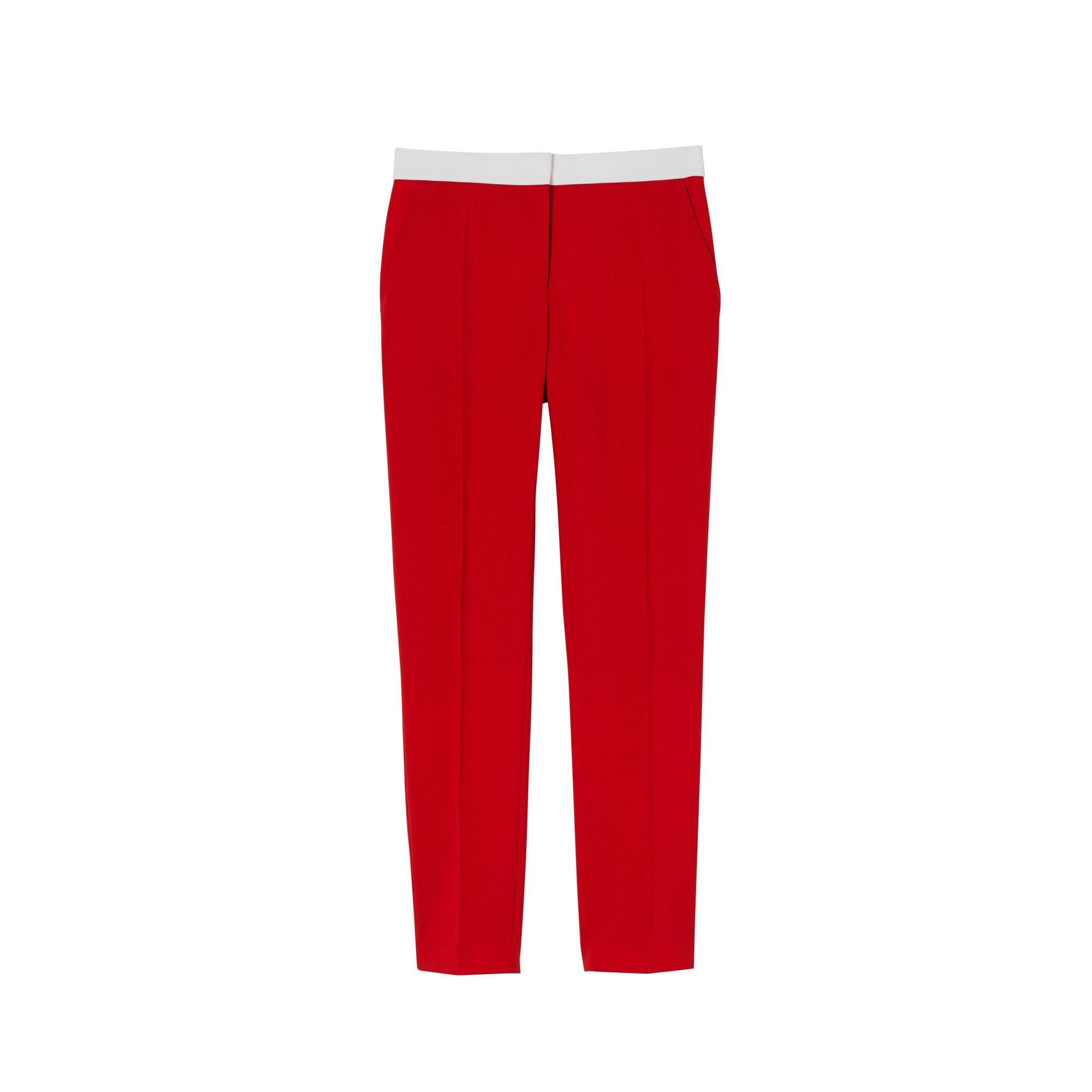 Pantalon tailleur en laine bicolore - Rouge vif