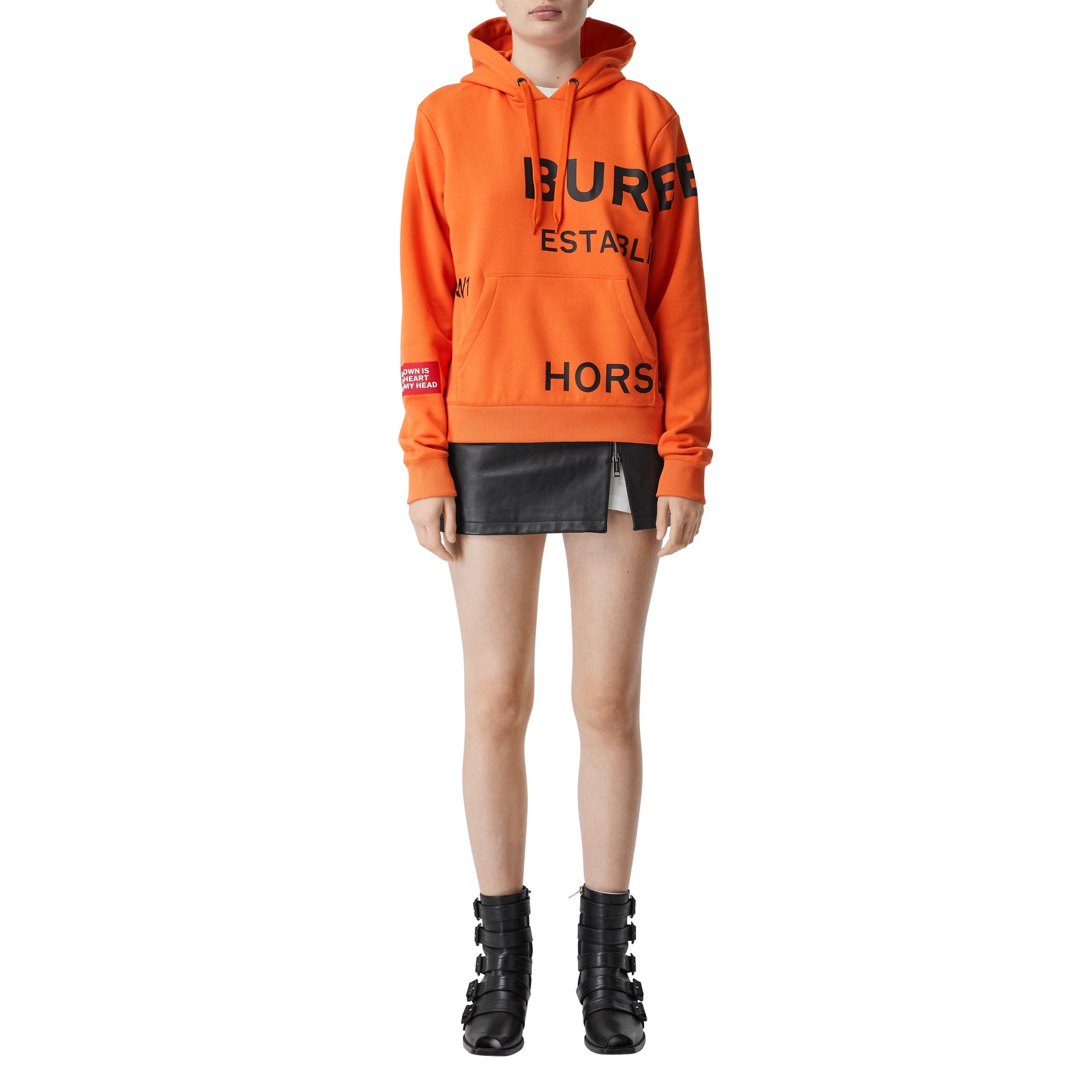 BRIGHT ORANGE Sweat-shirt à capuche oversize en coton Horseferry