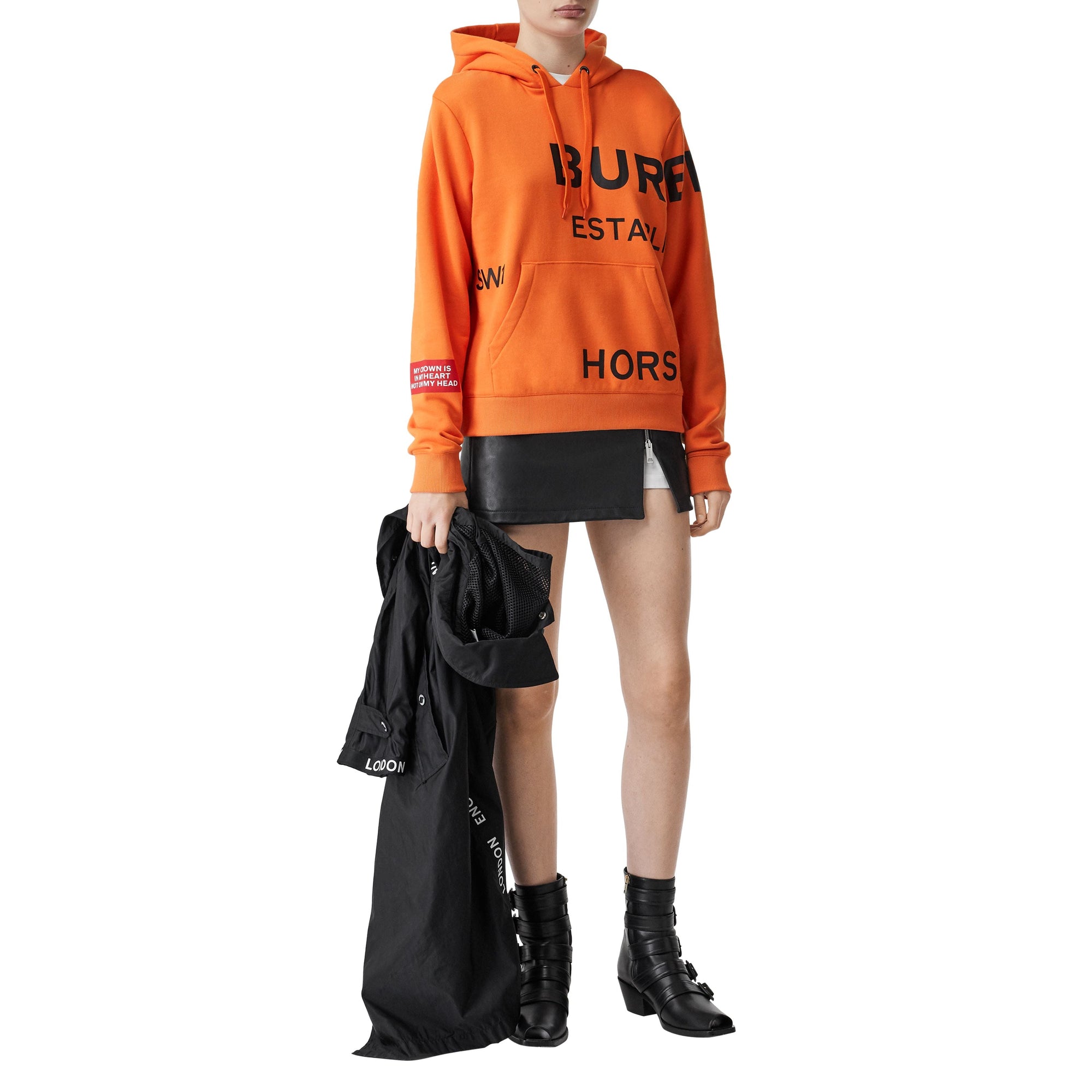 BRIGHT ORANGE Sweat-shirt à capuche oversize en coton Horseferry