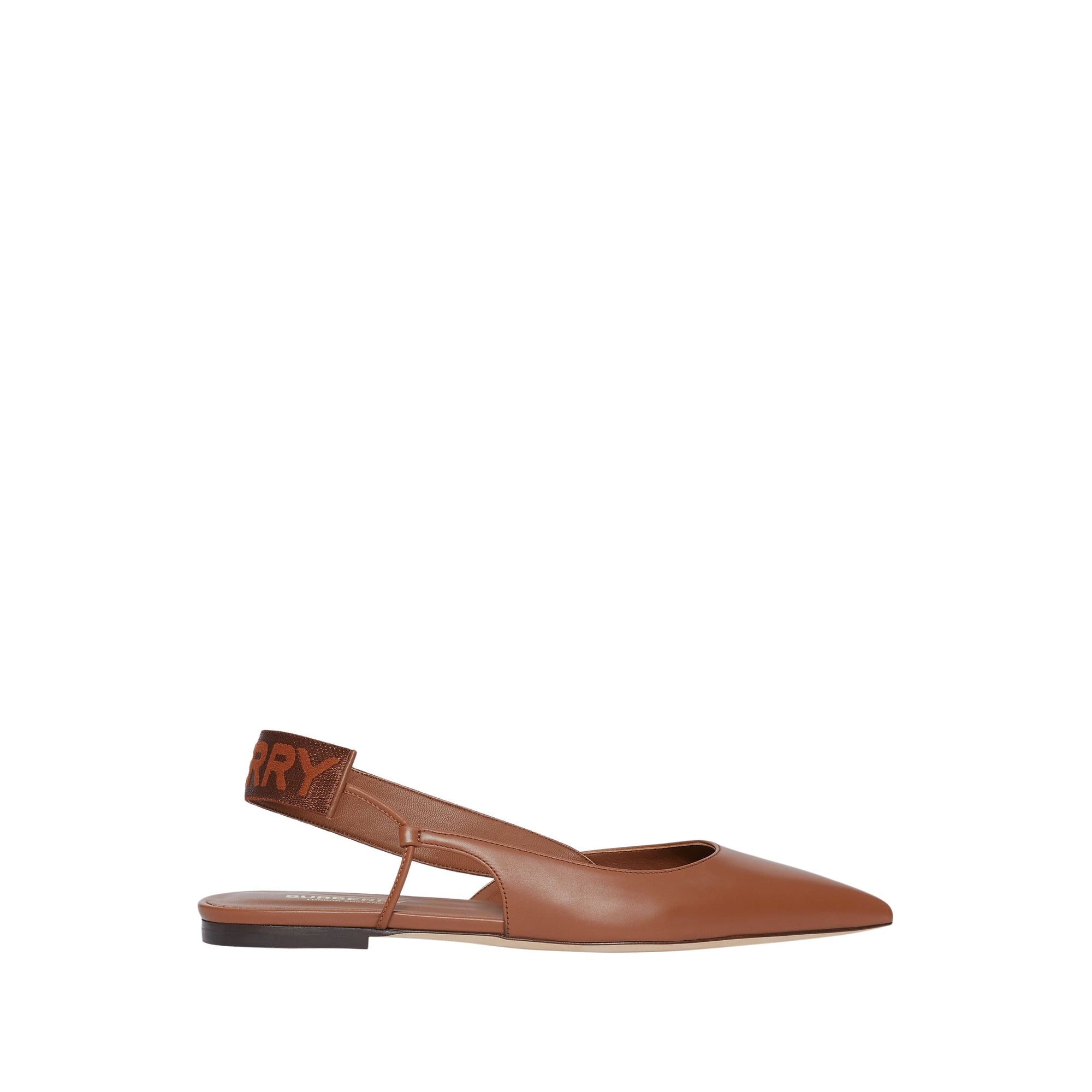 Chaussures plates à talon ouvert en cuir avec logo - Hâle