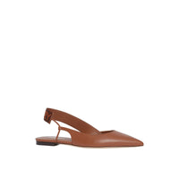 Chaussures plates à talon ouvert en cuir avec logo - Hâle