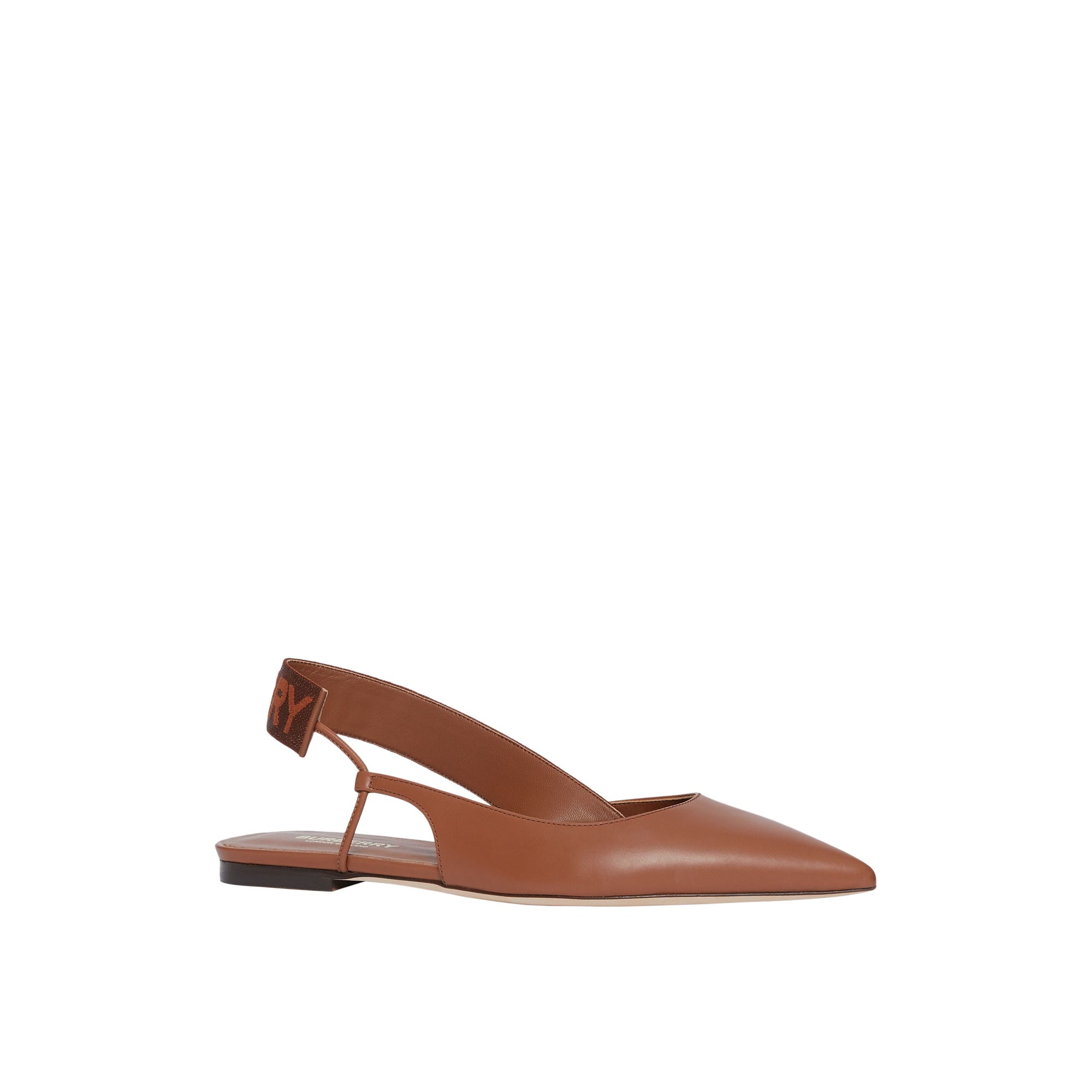 Chaussures plates à talon ouvert en cuir avec logo - Hâle