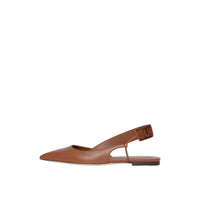 Chaussures plates à talon ouvert en cuir avec logo - Hâle