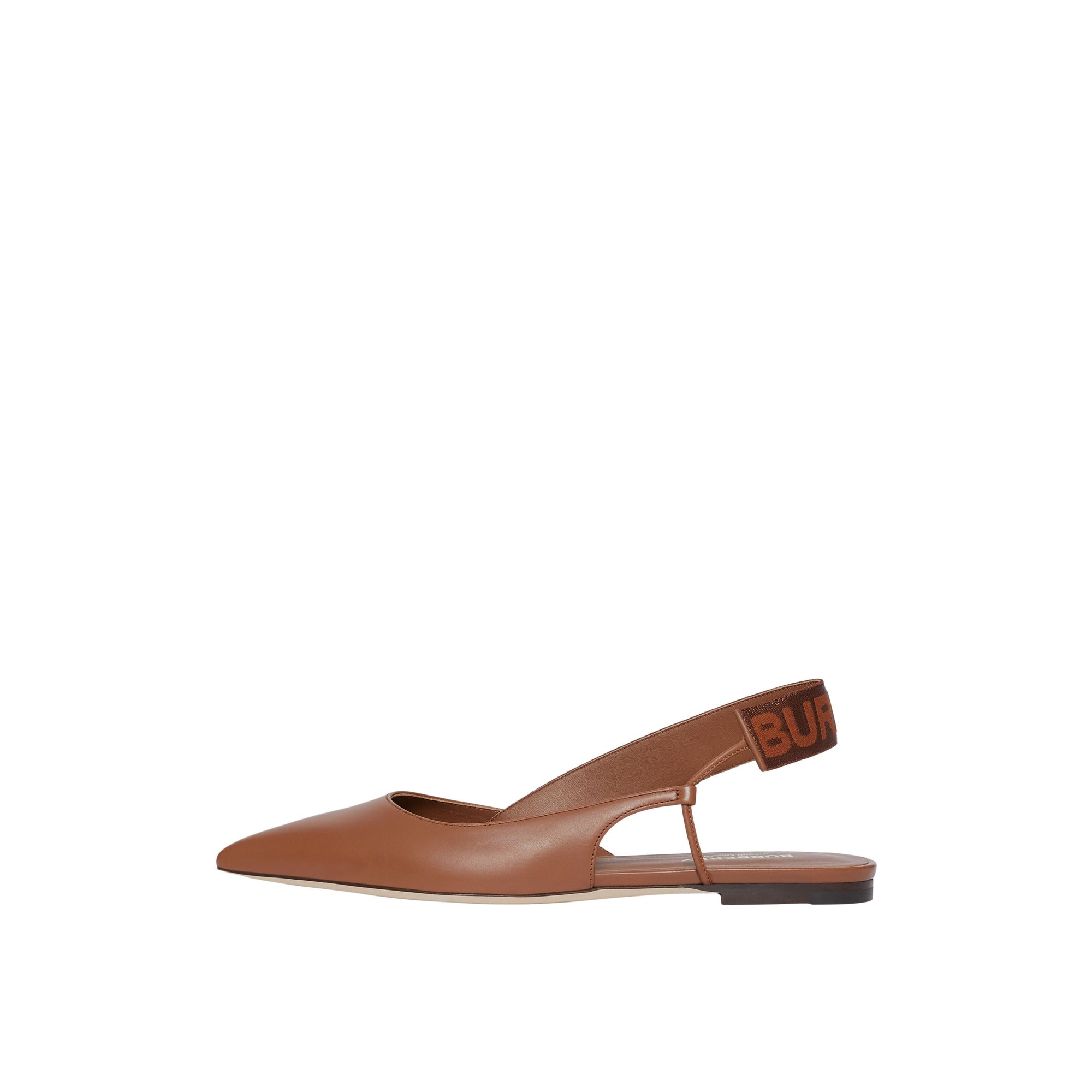 Chaussures plates à talon ouvert en cuir avec logo - Hâle