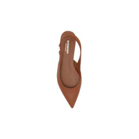 Chaussures plates à talon ouvert en cuir avec logo - Hâle