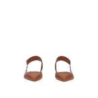 Chaussures plates à talon ouvert en cuir avec logo - Hâle