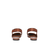 Chaussures plates à talon ouvert en cuir avec logo - Hâle