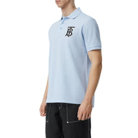 PALE BLUE Polo oversize en piqué de coton Monogram