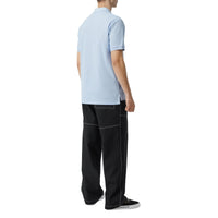 PALE BLUE Polo oversize en piqué de coton Monogram