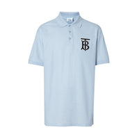 PALE BLUE Polo oversize en piqué de coton Monogram