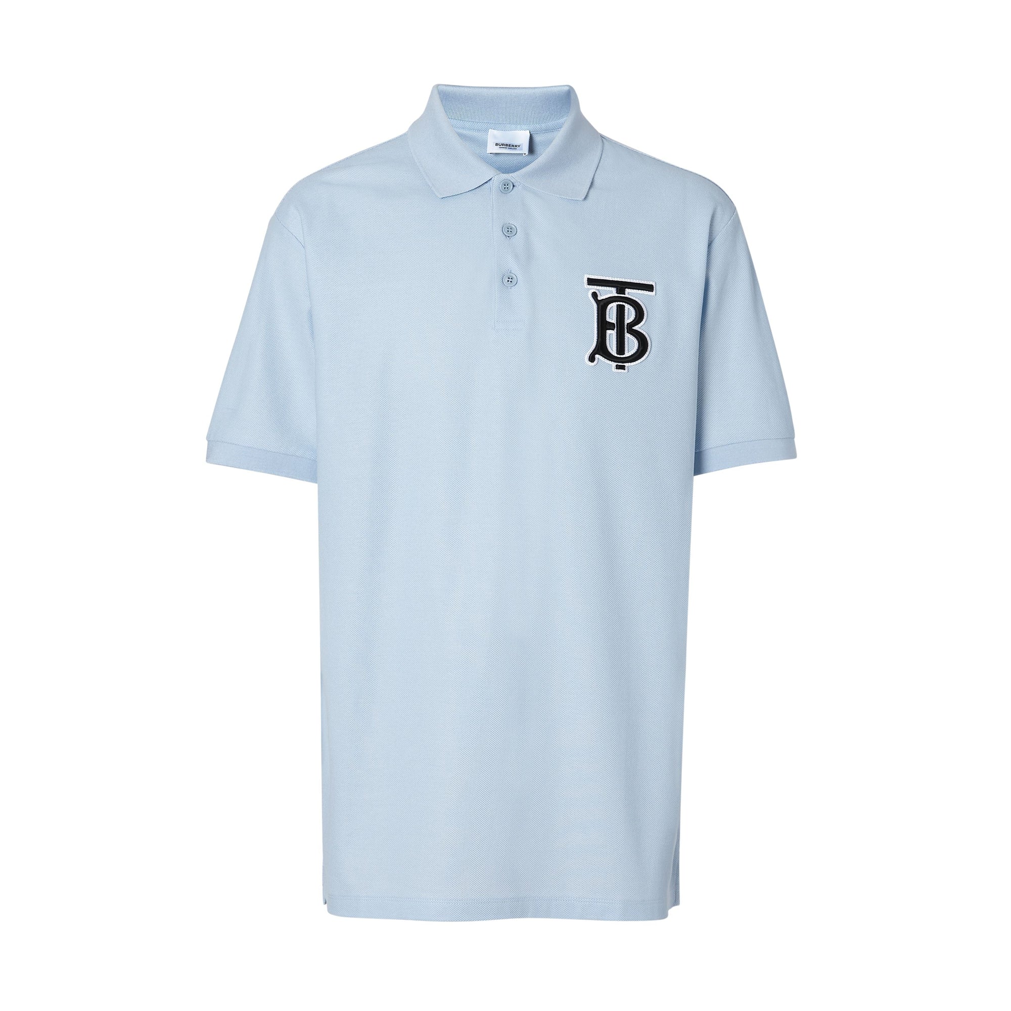 PALE BLUE Polo oversize en piqué de coton Monogram