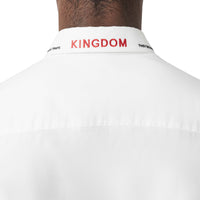 Chemise habillée classique en popeline de coton brodée - Blanc